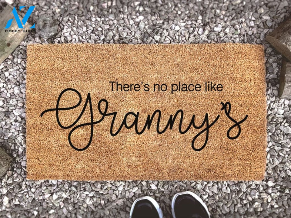 There's No Place Like Granny's - Mothers Day Gift - Grandparents Gift - Personalized Family Mat - Custom Coir Doormat -