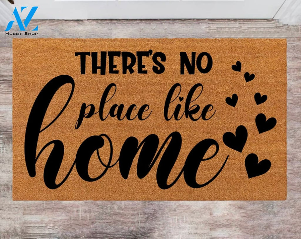 There's no place like home Christmas Monogram Rug Wedding Gift Home decoration Last Name Doormat Anniversary Gift