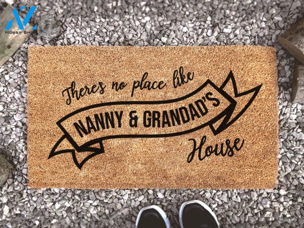 There's No Place Like Nanny And Grandad's House - Personalized Family Mat - Custom Coir Doormat - Housewarming Gift