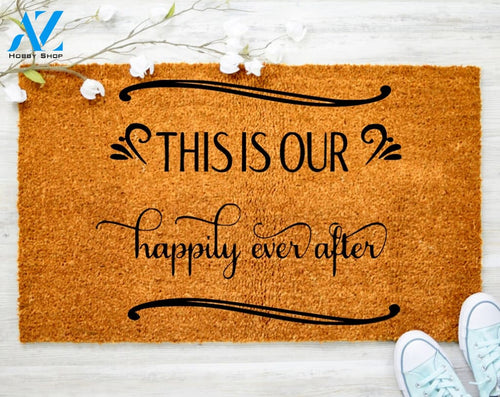 This is happily after Doormat Family Door mat Family Doormat Porch Decor Housewarming Doormat Coir doormat
