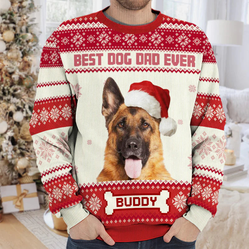 Custom Photo World's Best Dog Mom - Dog Personalized Custom Ugly Sweatshirt - Christmas Gift For Pet Owners, Pet Lovers