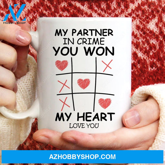 Tic tac toe, You won my heart - Couple White Mug