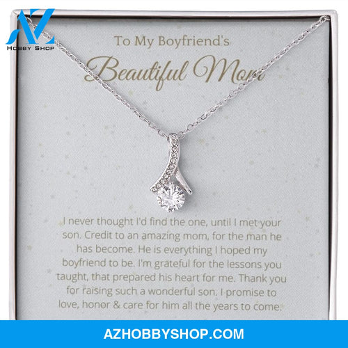To Boyfriend's Mom White Gold Ribbon Necklace