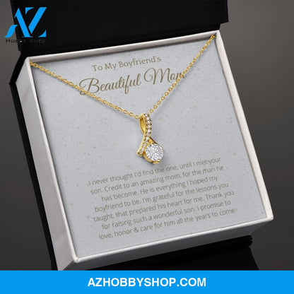 To Boyfriend's Mom White Gold Ribbon Necklace