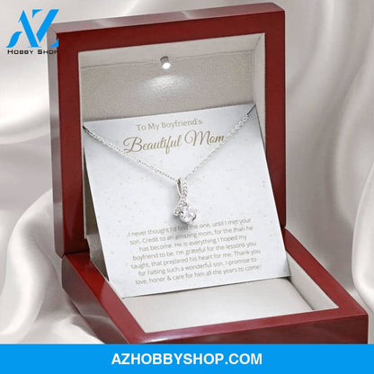 To Boyfriend's Mom White Gold Ribbon Necklace