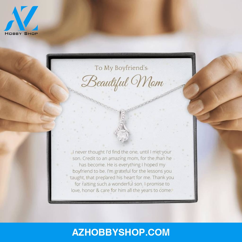 To Boyfriend's Mom White Gold Ribbon Necklace