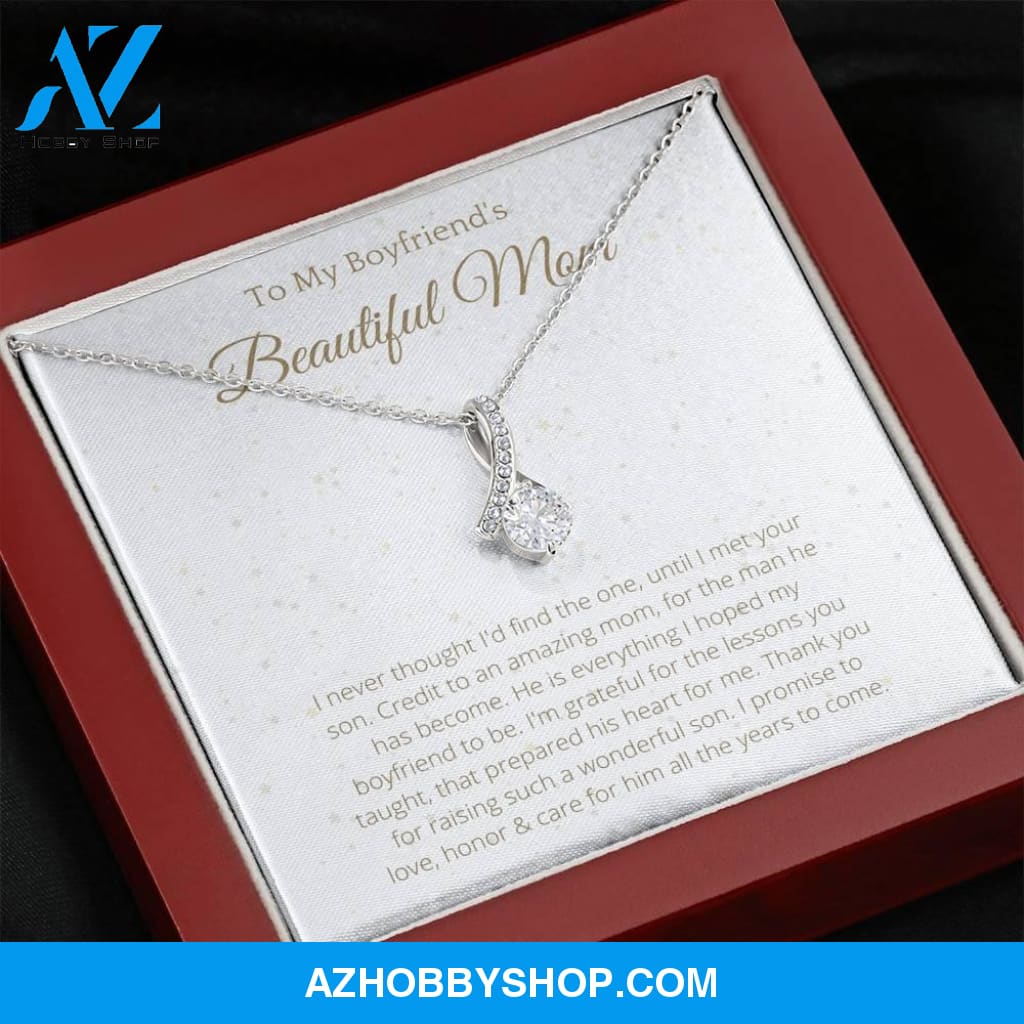 To Boyfriend's Mom White Gold Ribbon Necklace