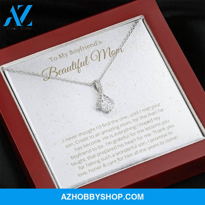 To Boyfriend's Mom White Gold Ribbon Necklace