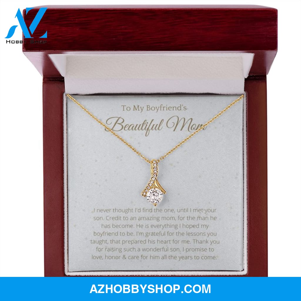 To Boyfriend's Mom White Gold Ribbon Necklace