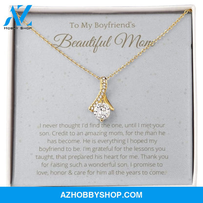 To Boyfriend's Mom White Gold Ribbon Necklace