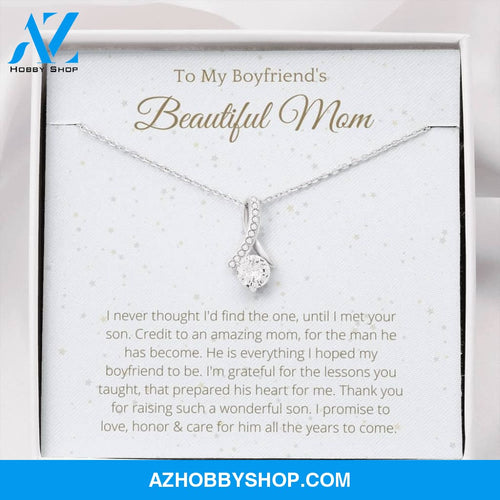 To Boyfriend's Mom White Gold Ribbon Necklace