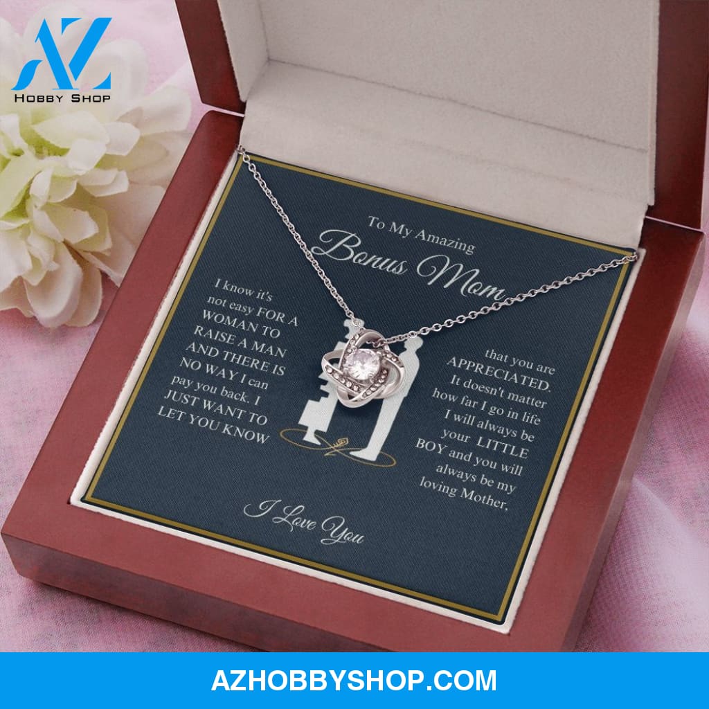 To My Amazing Bonus Mom - You Are Appreciated - Love Knot Necklace
