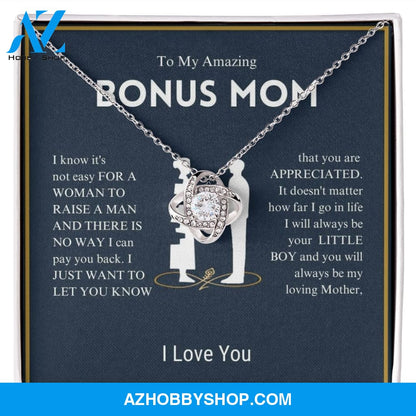 To My Amazing Bonus Mom - You Are Appreciated - Love Knot Necklace