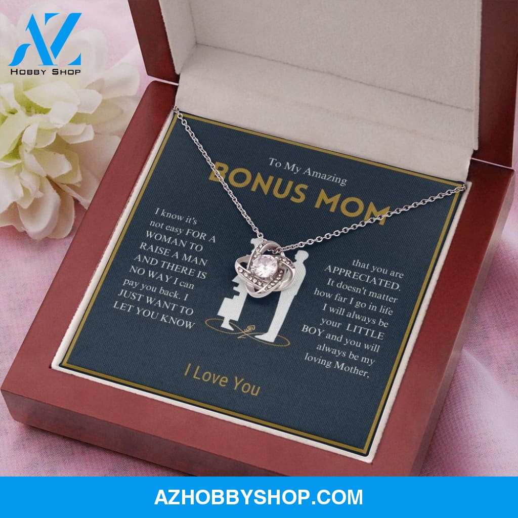 To My Amazing Bonus Mom - You Are Appreciated - Love Knot Necklace