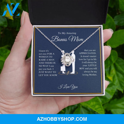 To My Amazing Bonus Mom - You Are Appreciated - Love Knot Necklace
