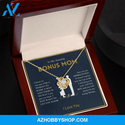 To My Amazing Bonus Mom - You Are Appreciated - Love Knot Necklace