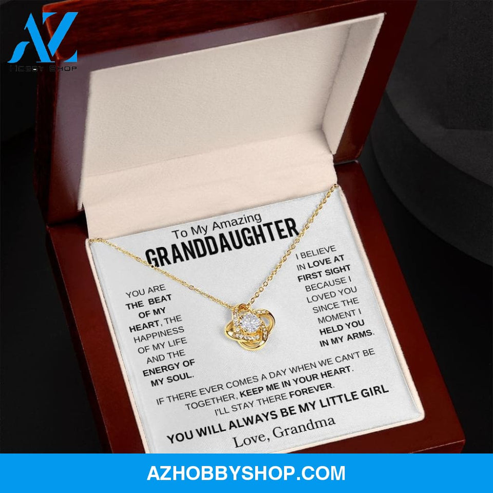 To My Amazing Granddaughter " You are the beat of my heart " Love Grandma Love Knot Necklace