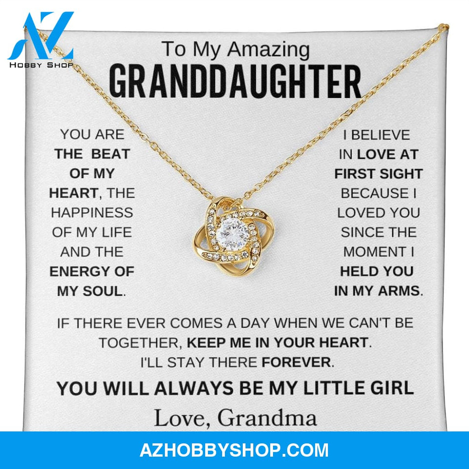 To My Amazing Granddaughter " You are the beat of my heart " Love Grandma Love Knot Necklace