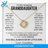 To My Amazing Granddaughter " You are the beat of my heart " Love Grandma Love Knot Necklace