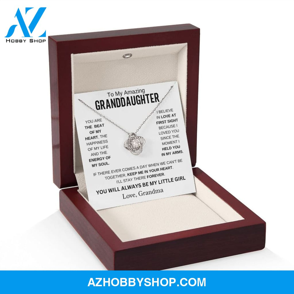 To My Amazing Granddaughter " You are the beat of my heart " Love Grandma Love Knot Necklace