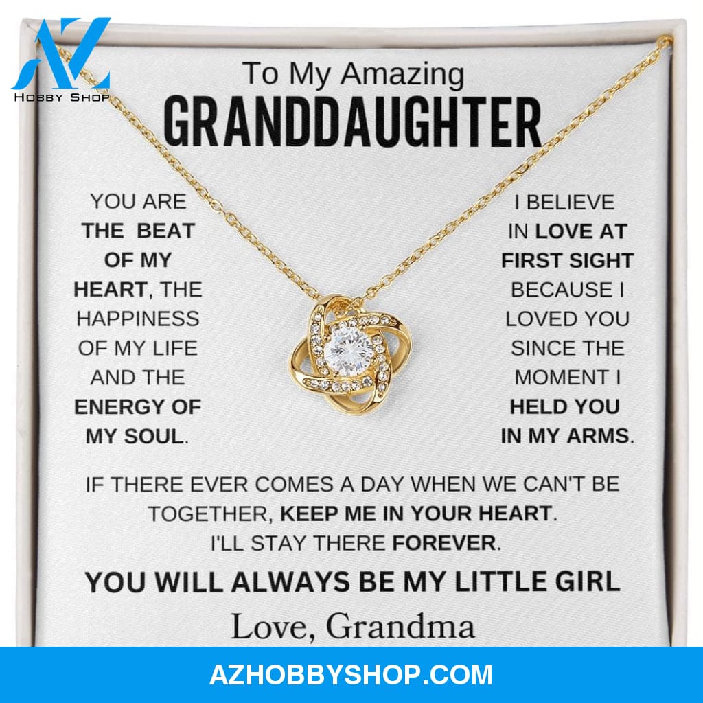 To My Amazing Granddaughter " You are the beat of my heart " Love Grandma Love Knot Necklace