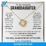 To My Amazing Granddaughter " You are the beat of my heart " Love Grandma Love Knot Necklace