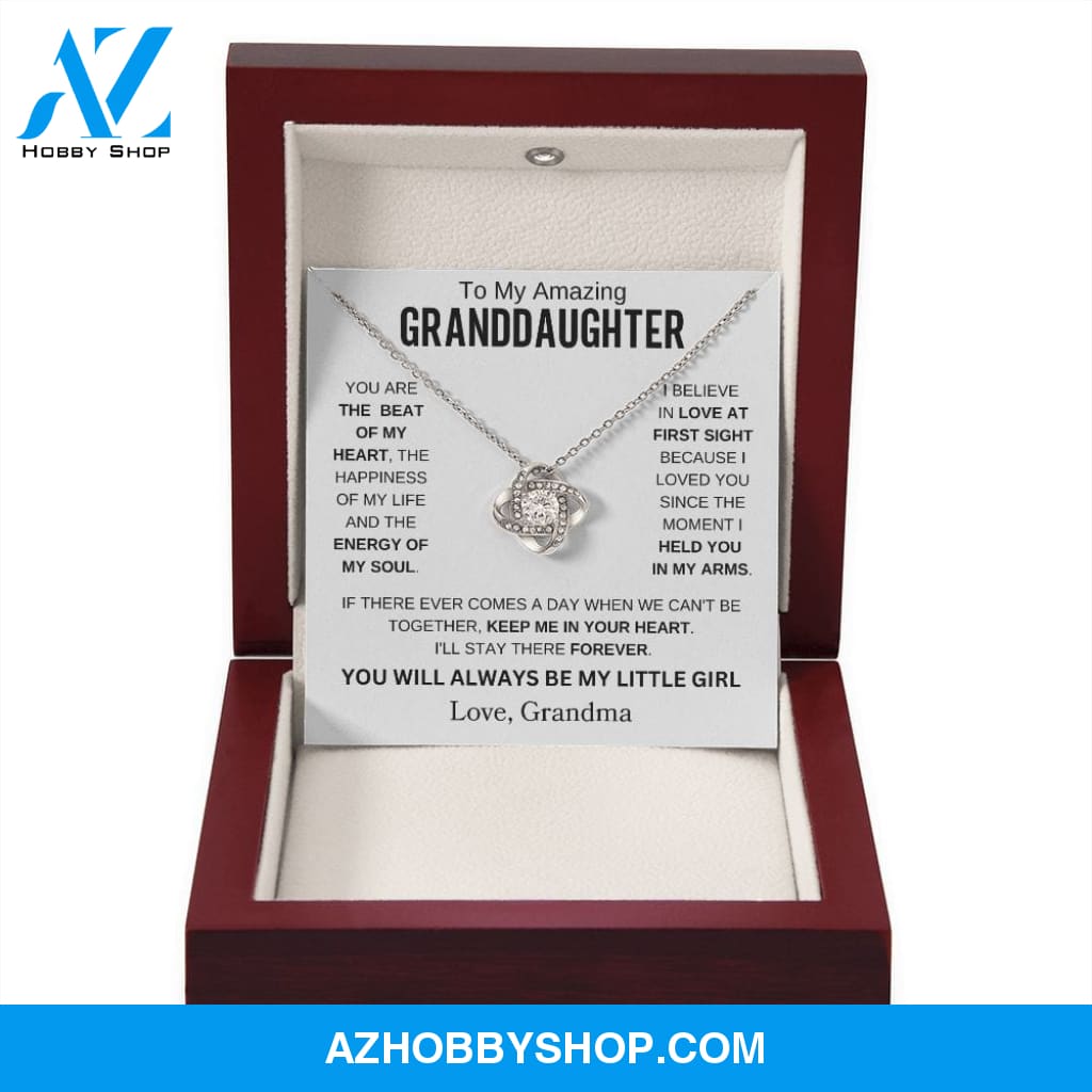 To My Amazing Granddaughter " You are the beat of my heart " Love Grandma Love Knot Necklace