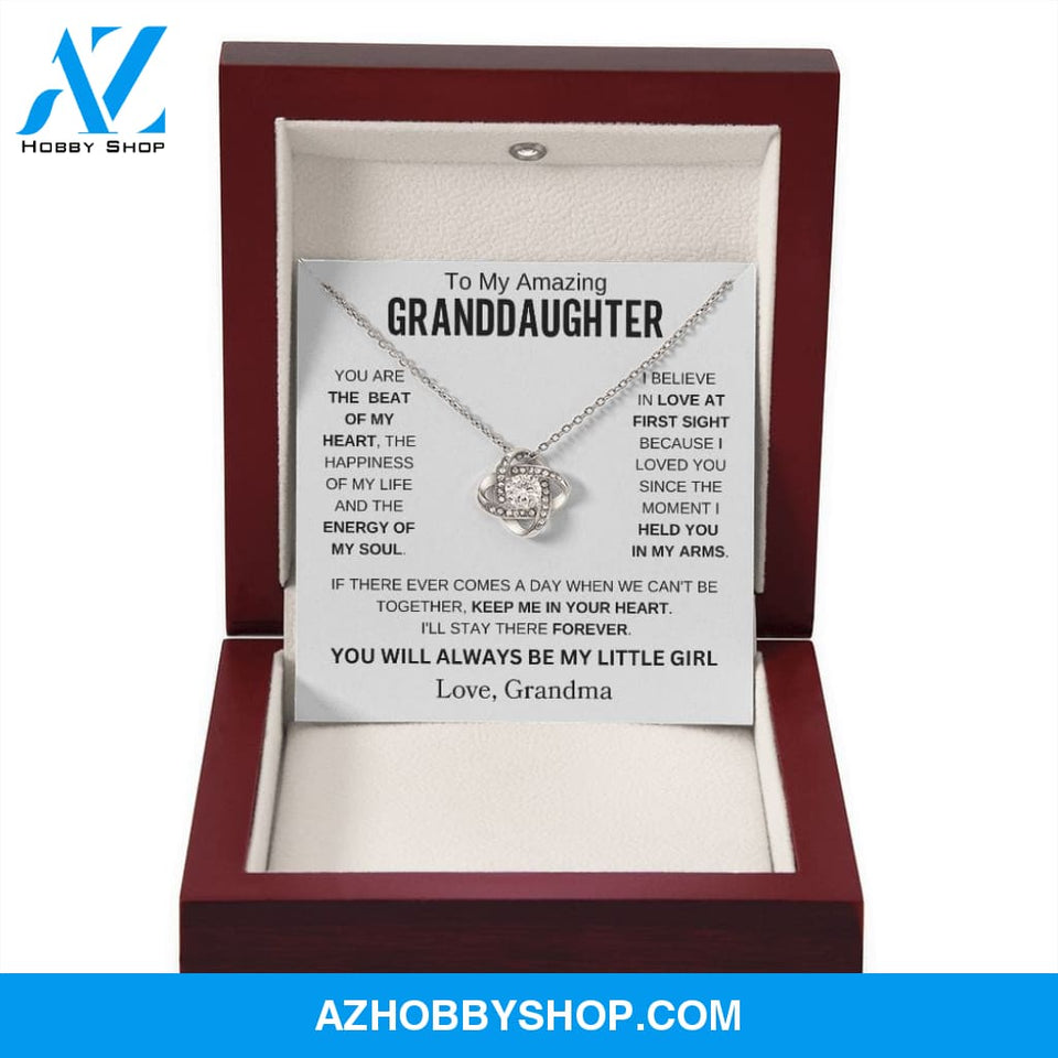 To My Amazing Granddaughter " You are the beat of my heart " Love Grandma Love Knot Necklace