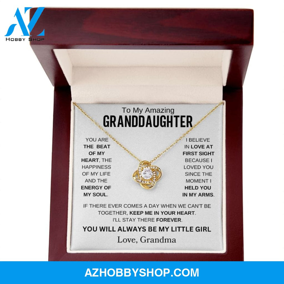 To My Amazing Granddaughter " You are the beat of my heart " Love Grandma Love Knot Necklace