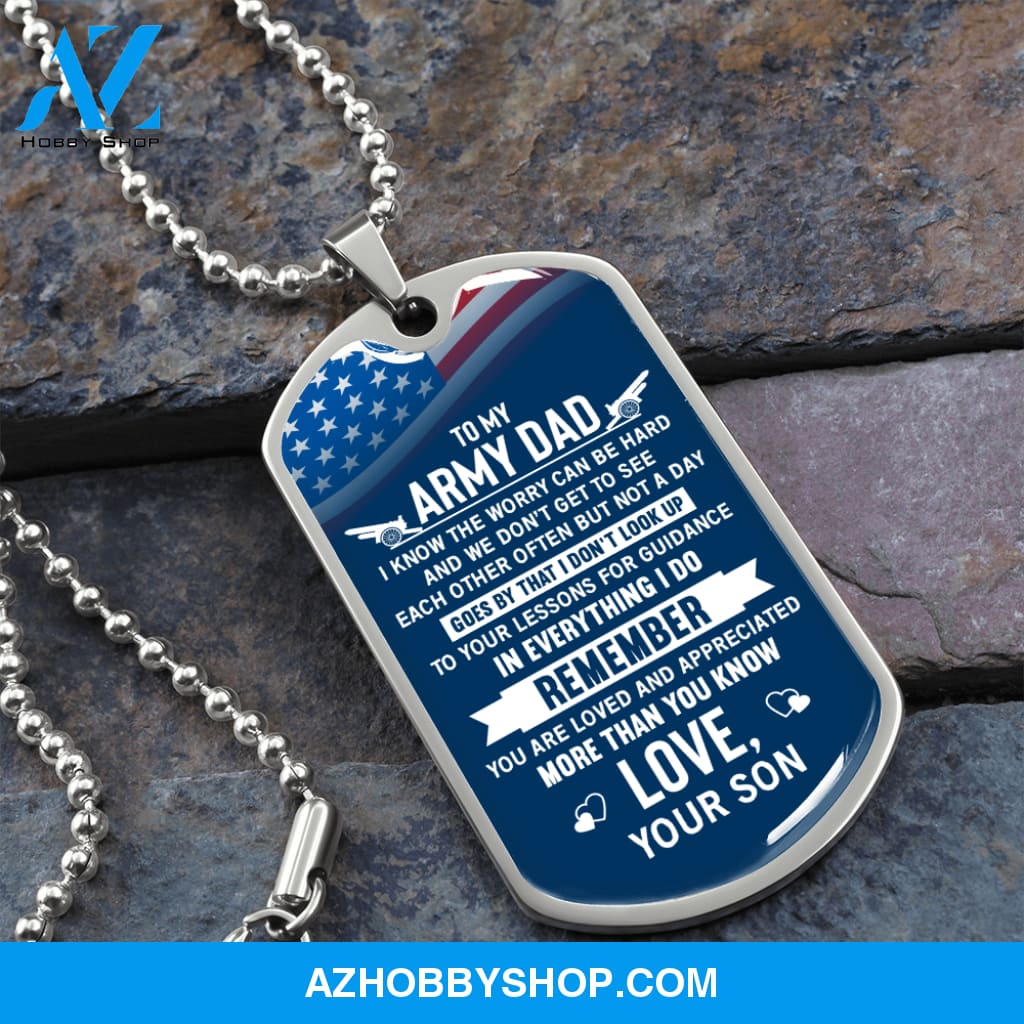 To My Army DAD - Graphical Dog Tag & Ball chain (steel)