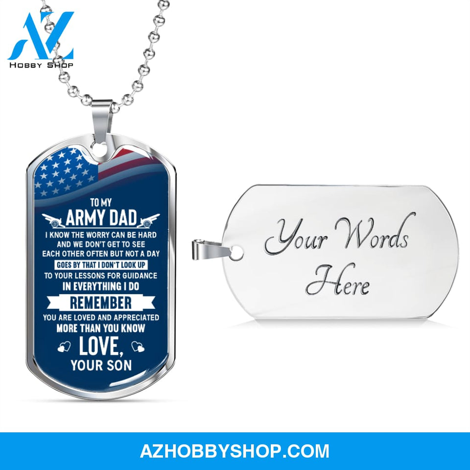 To My Army DAD - Graphical Dog Tag & Ball chain (steel)