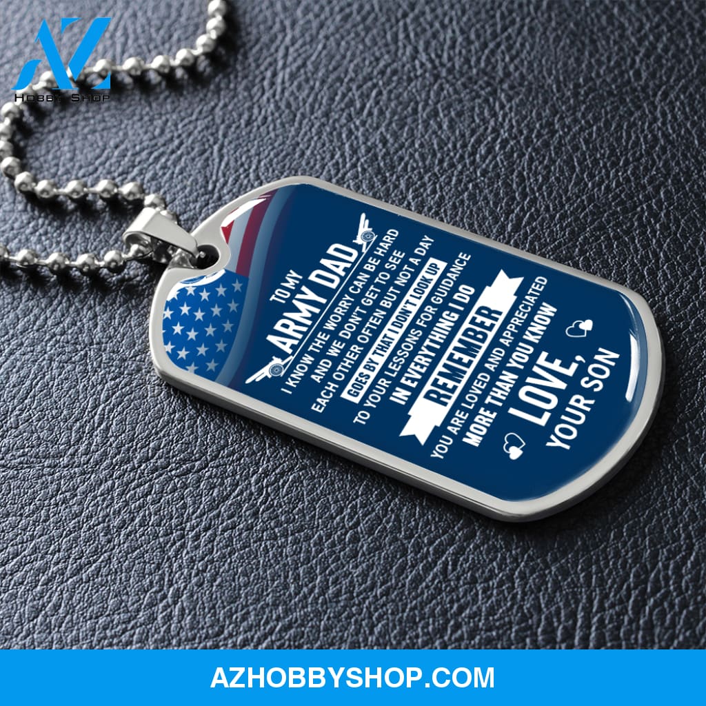 To My Army DAD - Graphical Dog Tag & Ball chain (steel)