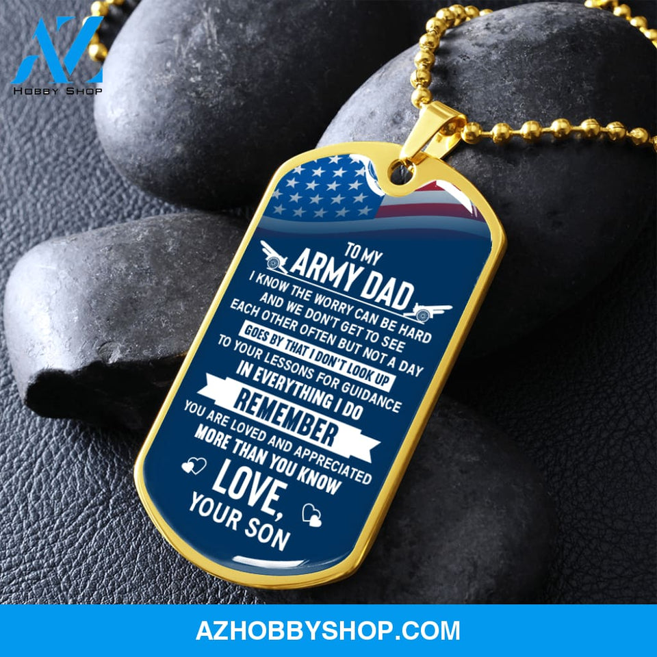 To My Army DAD - Graphical Dog Tag & Ball chain (steel)