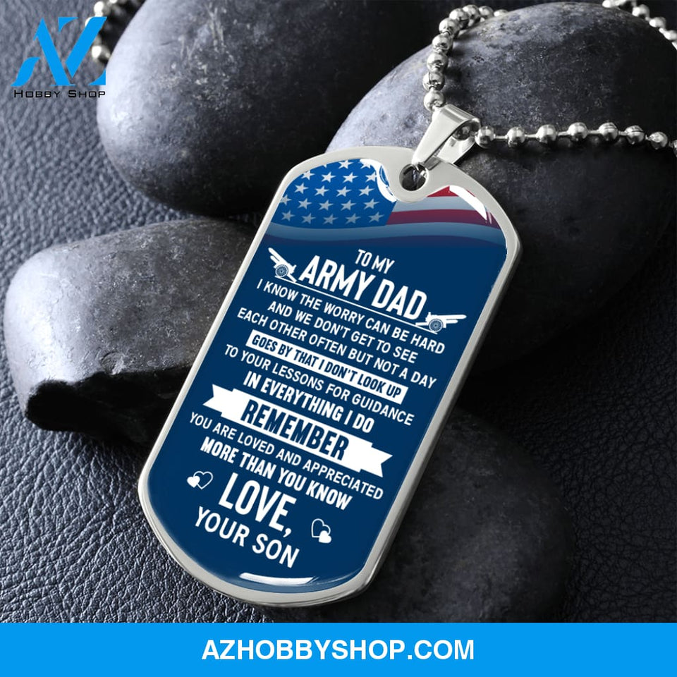 To My Army DAD - Graphical Dog Tag & Ball chain (steel)