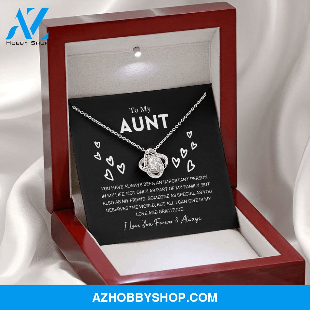 To My Aunt - Love And Gratitude - Love Knot Silver Necklace