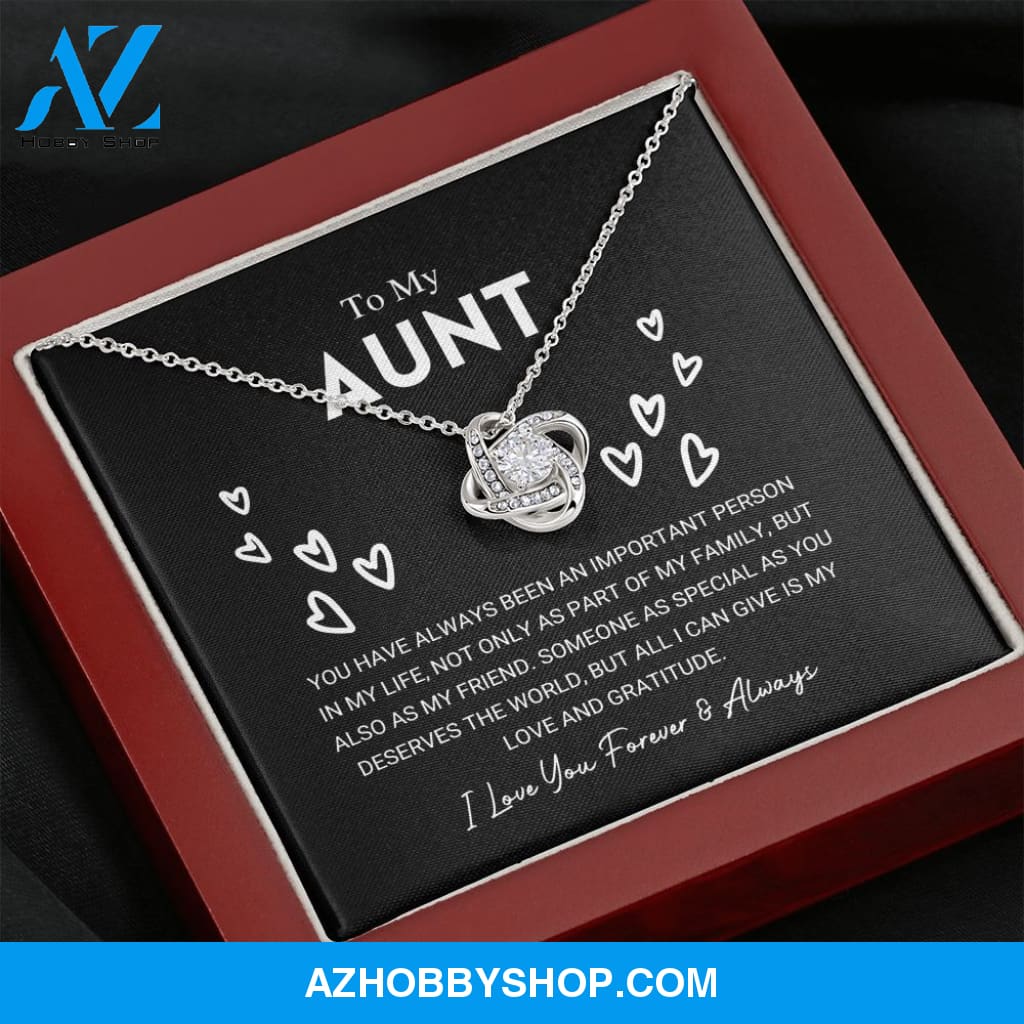 To My Aunt - Love And Gratitude - Love Knot Silver Necklace