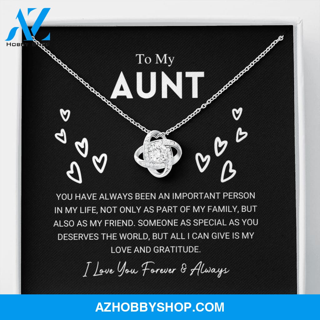 To My Aunt - Love And Gratitude - Love Knot Silver Necklace
