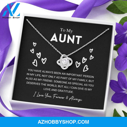 To My Aunt - Love And Gratitude - Love Knot Silver Necklace
