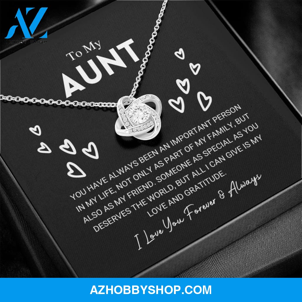 To My Aunt - Love And Gratitude - Love Knot Silver Necklace