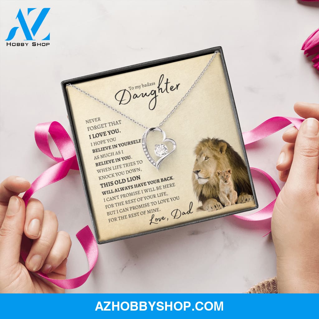 To My Badass Daughter from Dad (Lion Card) - Forever Love Necklace