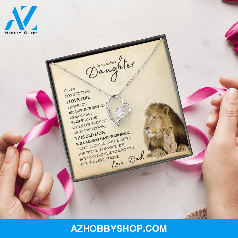 To My Badass Daughter from Dad (Lion Card) - Forever Love Necklace
