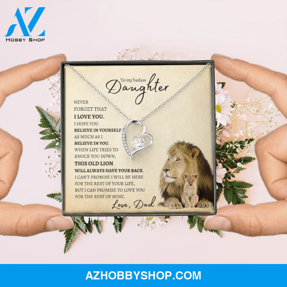 To My Badass Daughter from Dad (Lion Card) - Forever Love Necklace