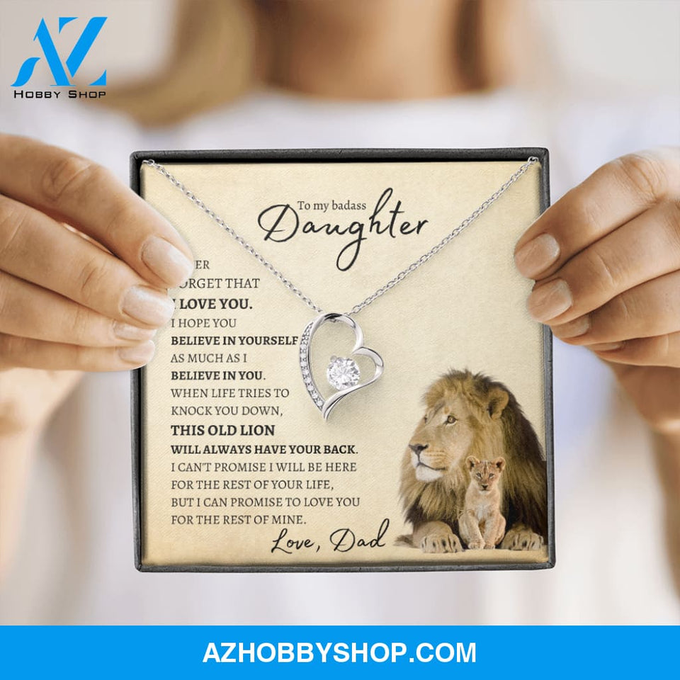 To My Badass Daughter from Dad (Lion Card) - Forever Love Necklace
