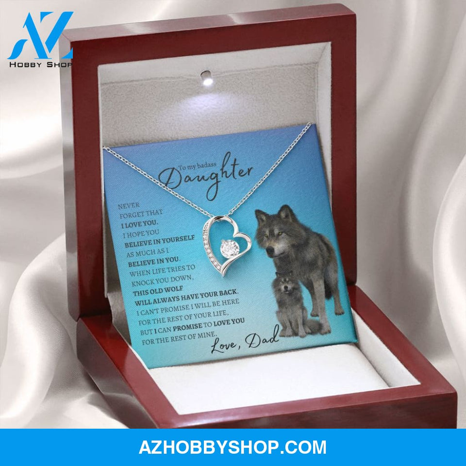 To My Badass Daughter From Dad (Wolf) - Forever Love Necklace