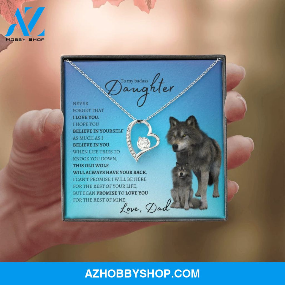 To My Badass Daughter From Dad (Wolf) - Forever Love Necklace