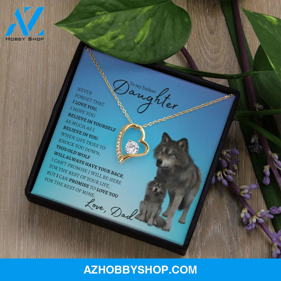 To My Badass Daughter From Dad (Wolf) - Forever Love Necklace