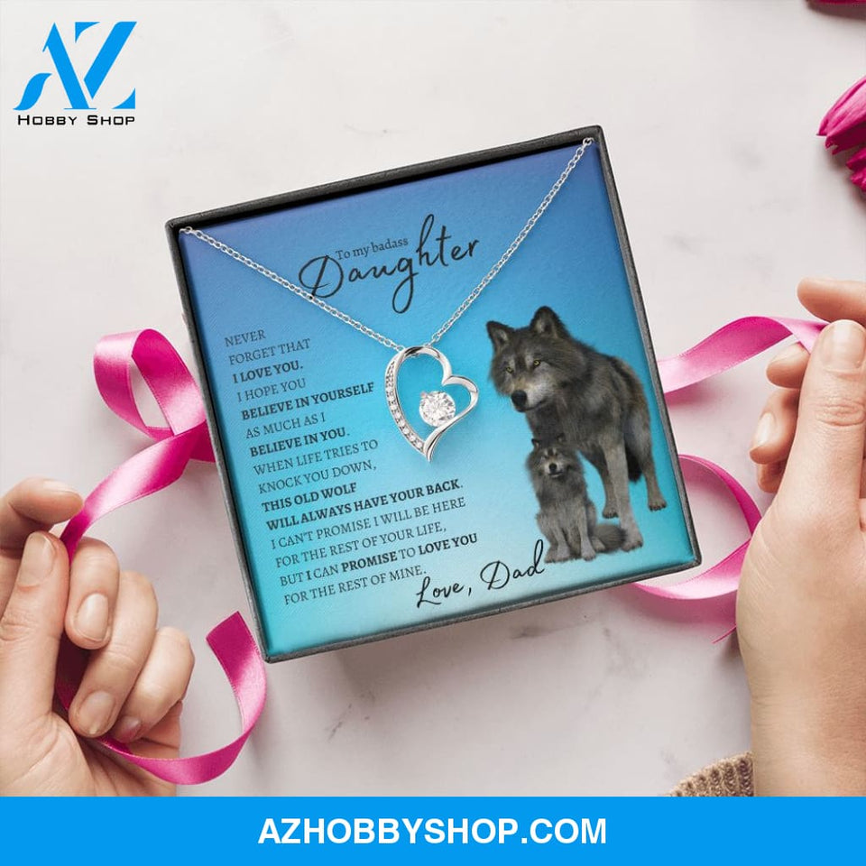 To My Badass Daughter From Dad (Wolf) - Forever Love Necklace