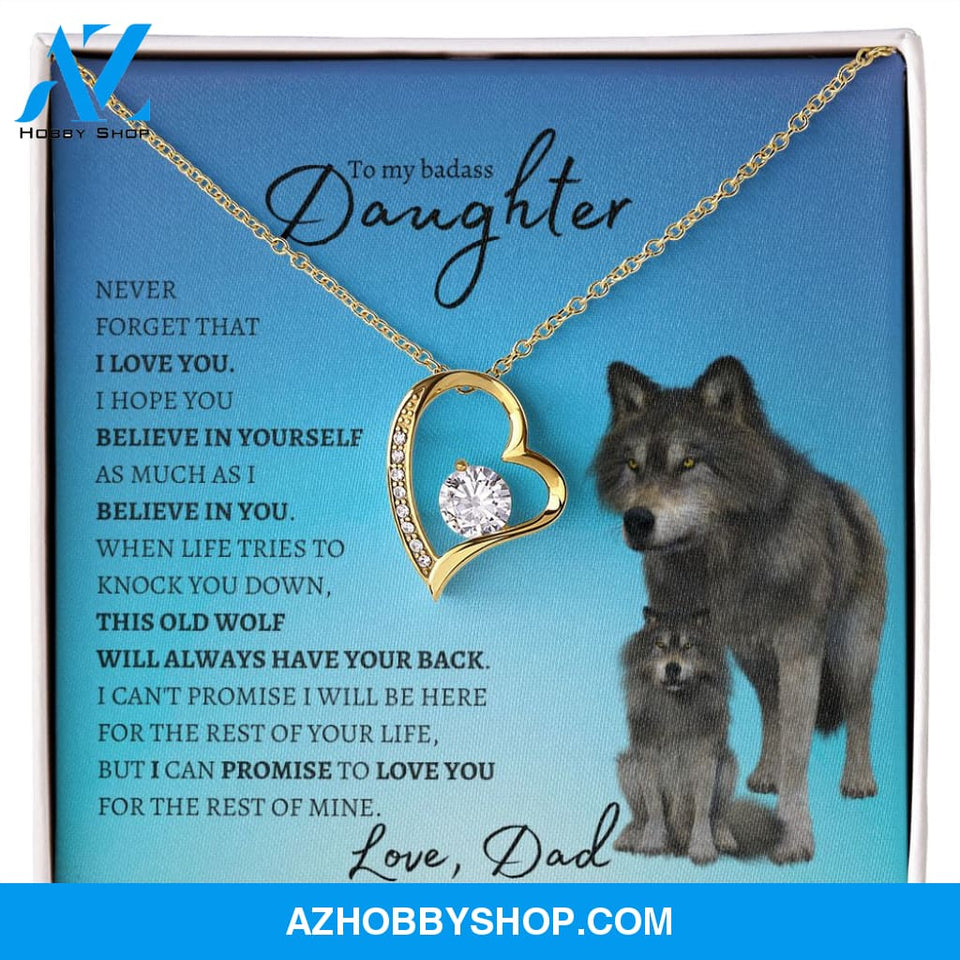 To My Badass Daughter From Dad (Wolf) - Forever Love Necklace