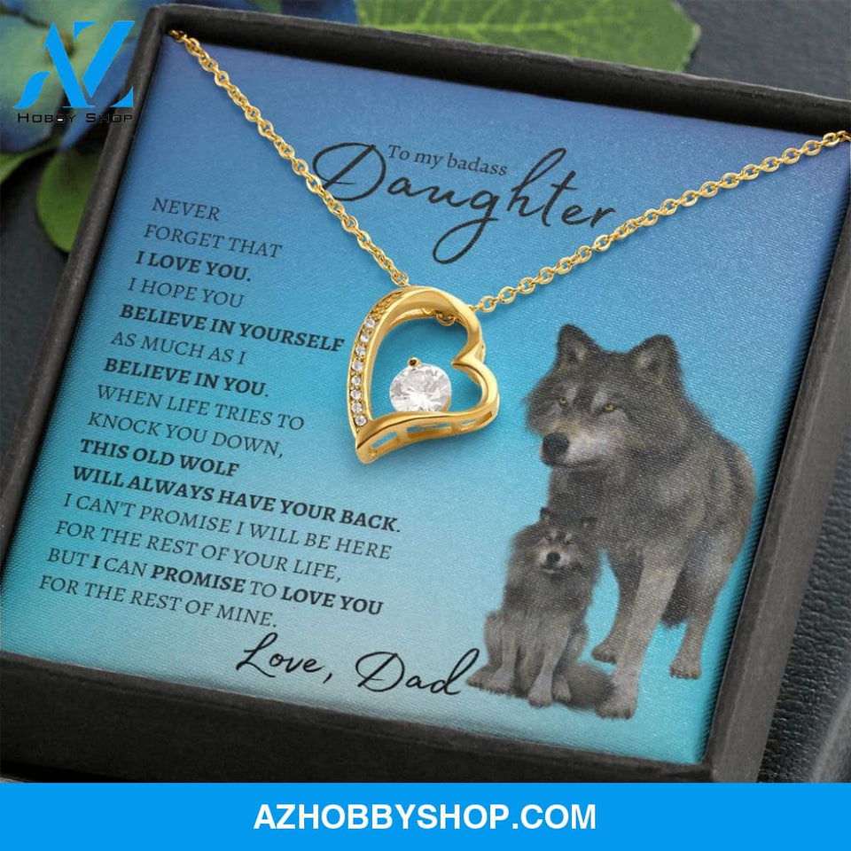 To My Badass Daughter From Dad (Wolf) - Forever Love Necklace