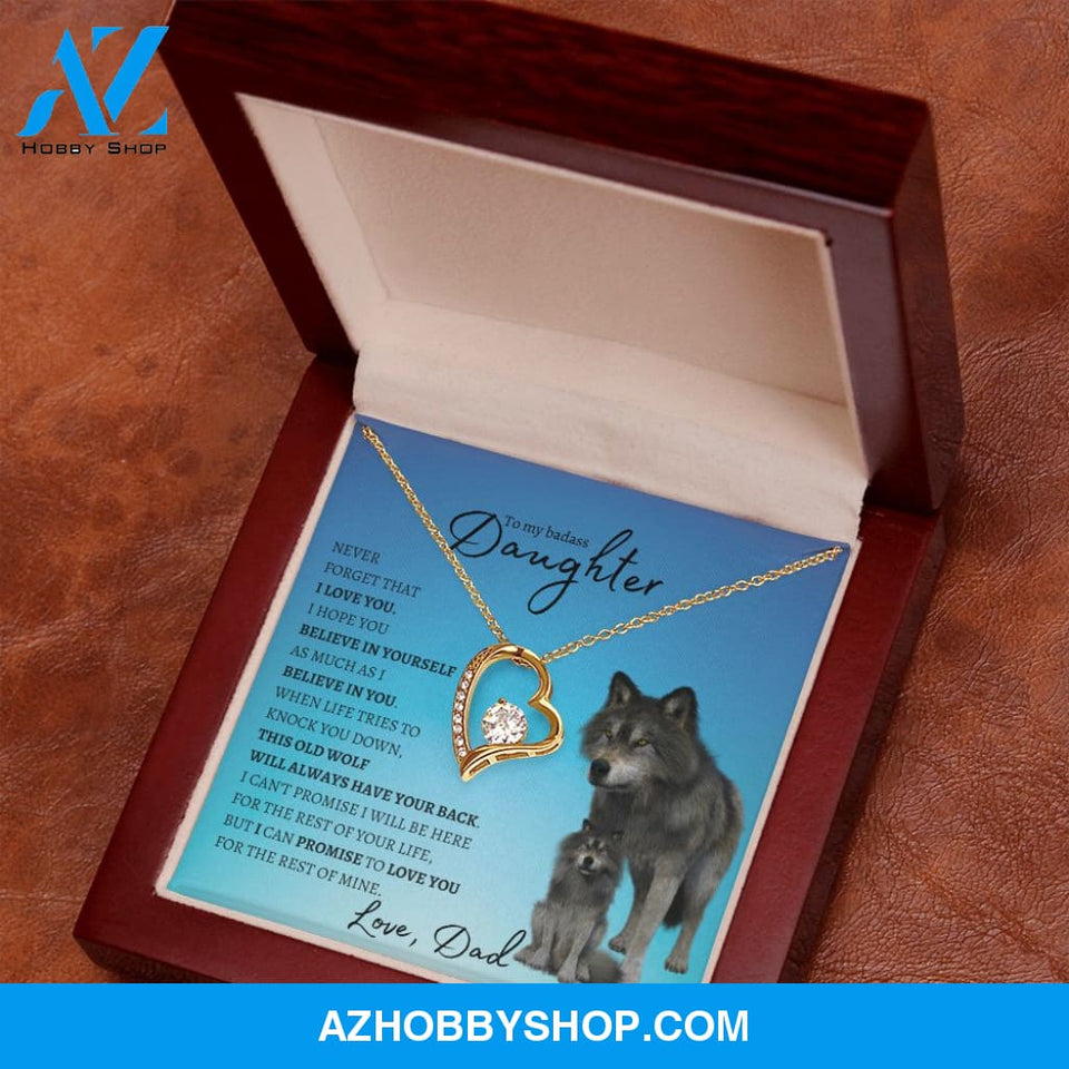 To My Badass Daughter From Dad (Wolf) - Forever Love Necklace